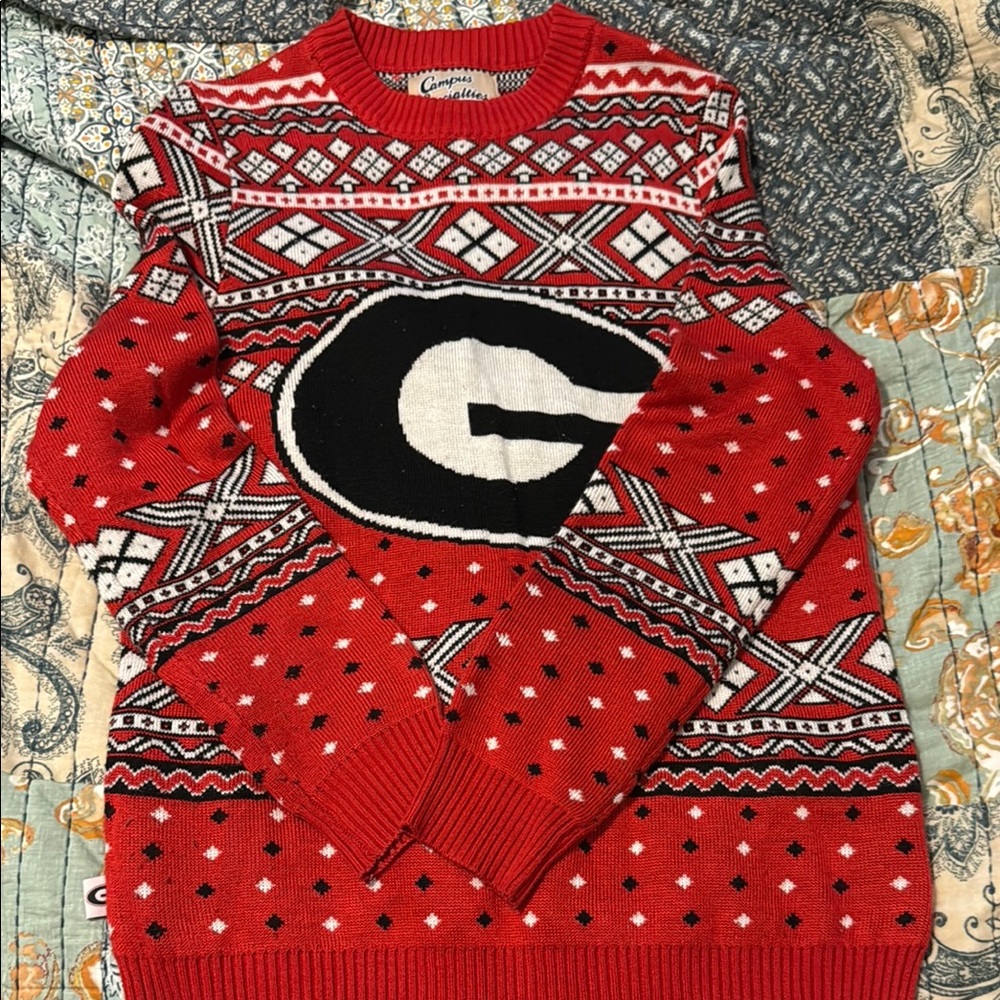 Red Georgia Bulldogs Christmas Sweater